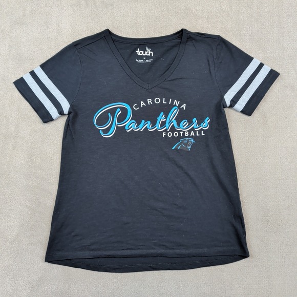 Touch Carolina Panthers Football V-Neck Tee Size M Black Blue Sporty Varsity — photo 2